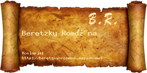 Beretzky Romána névjegykártya